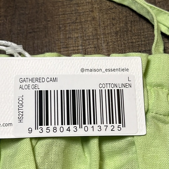 Maison Essentiele Womens Gathered Cami L Aloe Gel Adjustable Cotton Linen Summer - Picture 5 of 9